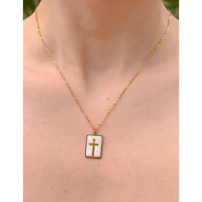 ELEVATED FAITH ENAMEL CROSS NECKLACE