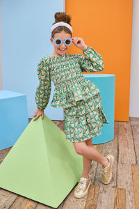 BISBY LONG SLEEVE INDIA TOP GREENWICH GARDEN GREEN