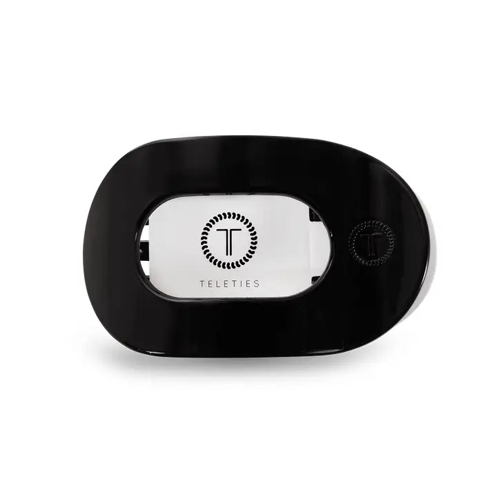 TELETIES JET BLACK SMALL FLAT ROUND CLIP