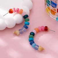 Rainbow Beaded Hoop Earrings Multi