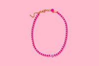 KARLEY NECKLACE PINK WITH PURPLE OPAL HEART