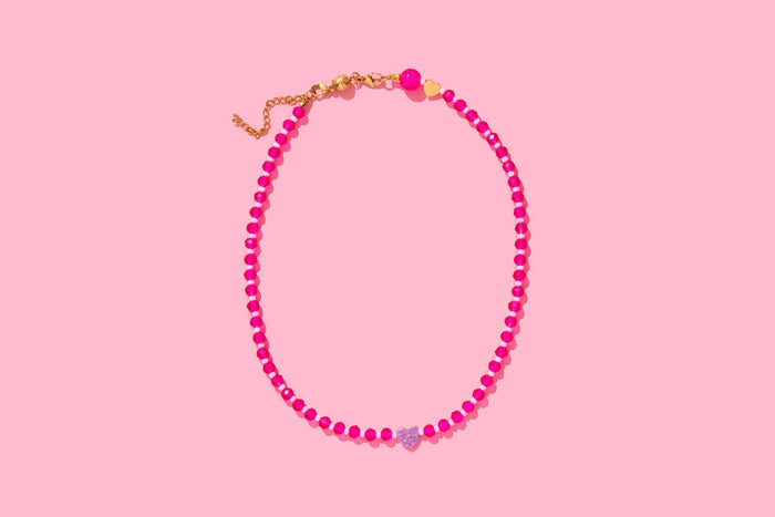 KARLEY NECKLACE PINK WITH PURPLE OPAL HEART