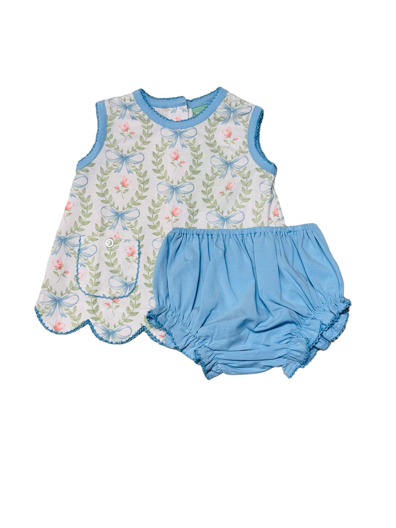 SAGE & LILLY BABY BLUE BOWS SCALLOP BLOOMER SET