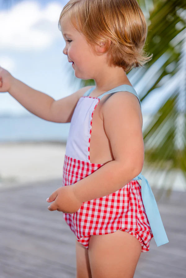 Sayre Sunsuit Richmond Red With Belhaven Blue