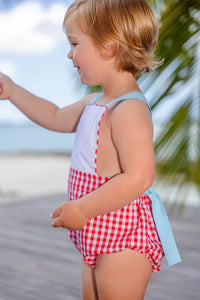 Sayre Sunsuit Richmond Red With Belhaven Blue