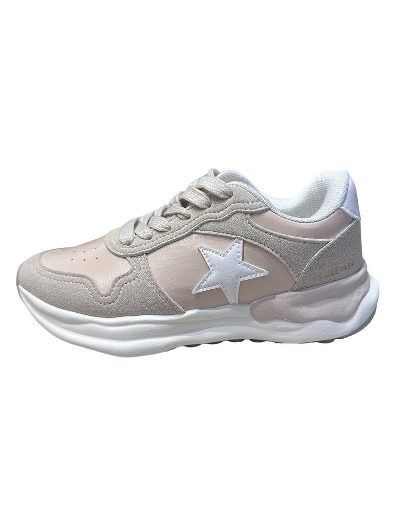 VINTAGE HAVANA TODDLER WHITE STAR LIGHT TAUPE NUDE RUNNING SNEAKER