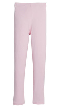 A pair of light pink cropped leggings shown flat against a solid white background.