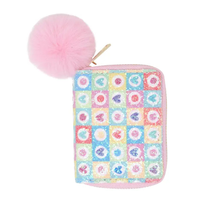 ZOMI GEMS GLITTER HEARTS WALLET PINK