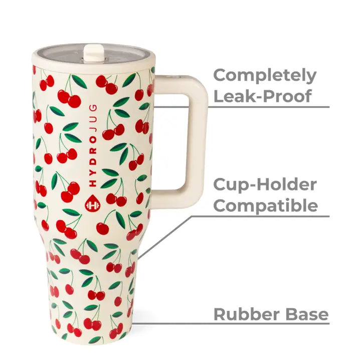 HYDROJUG CHERRIES 32 OZ TRAVELER TUMBLER