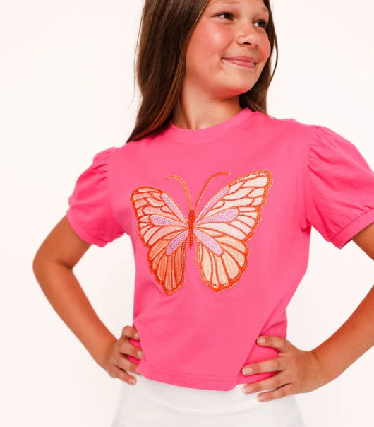 BLENDED SPIRIT BUTTERFLY PUFF SLEEVE TOP