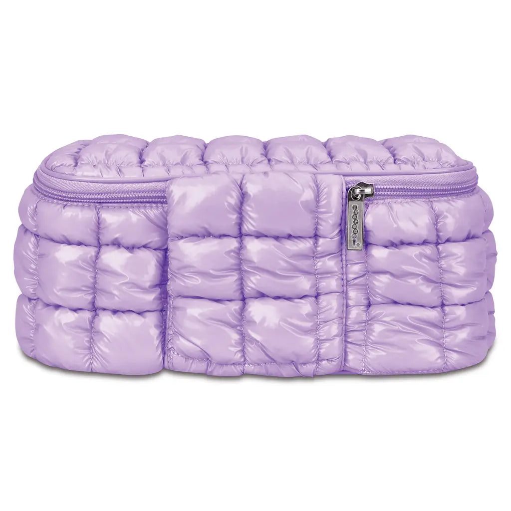LAVENDER SHINY PUFFER COSMETIC CASE