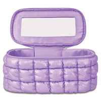 LAVENDER SHINY PUFFER COSMETIC CASE