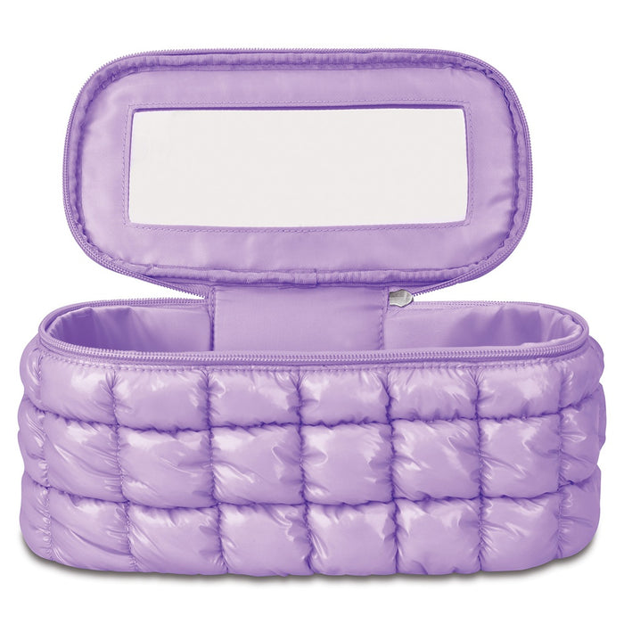 LAVENDER SHINY PUFFER COSMETIC CASE