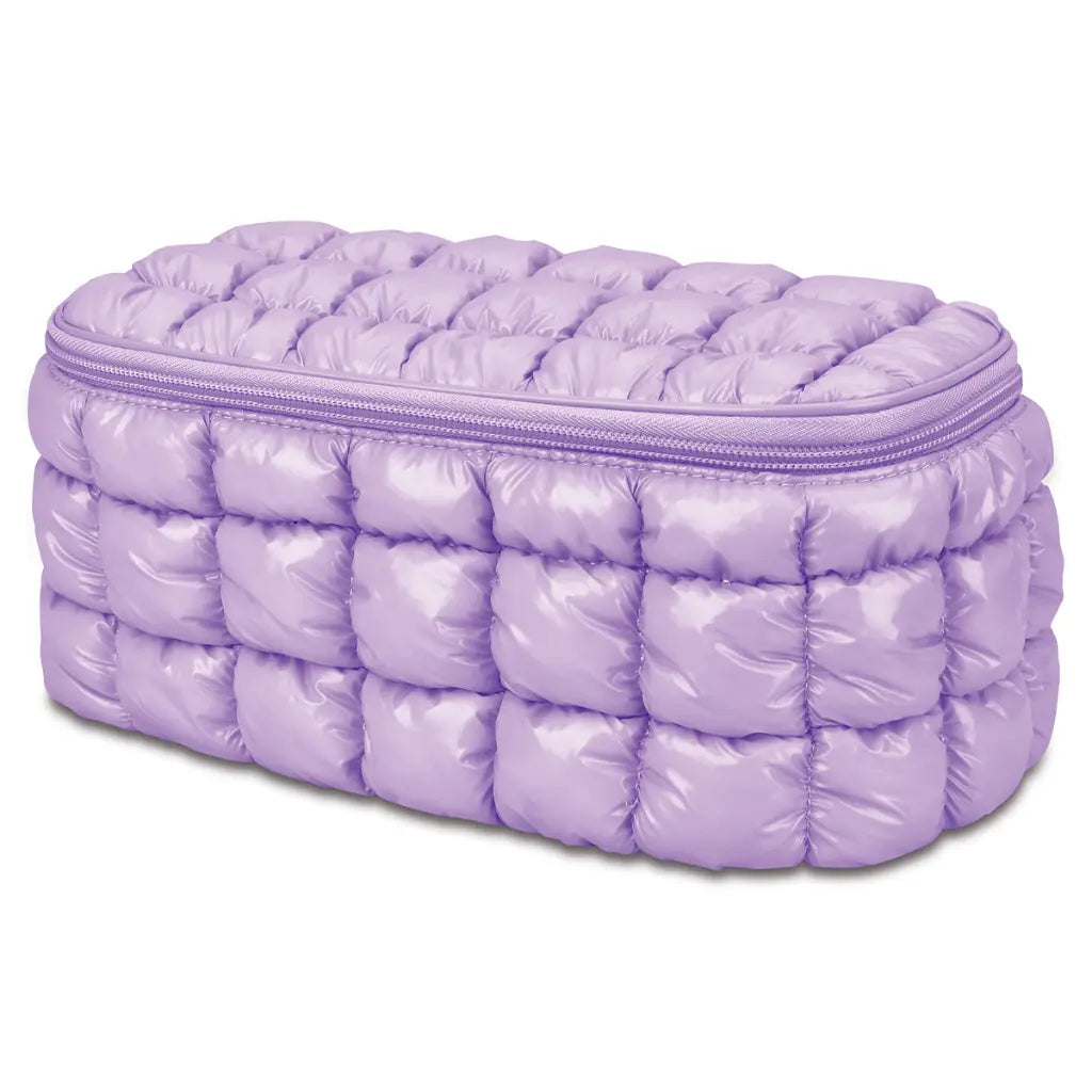 LAVENDER SHINY PUFFER COSMETIC CASE
