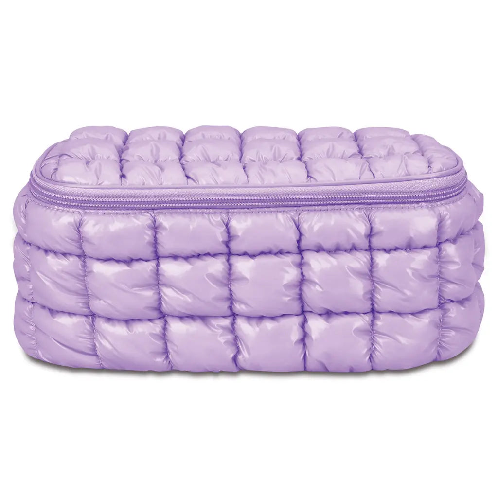 LAVENDER SHINY PUFFER COSMETIC CASE