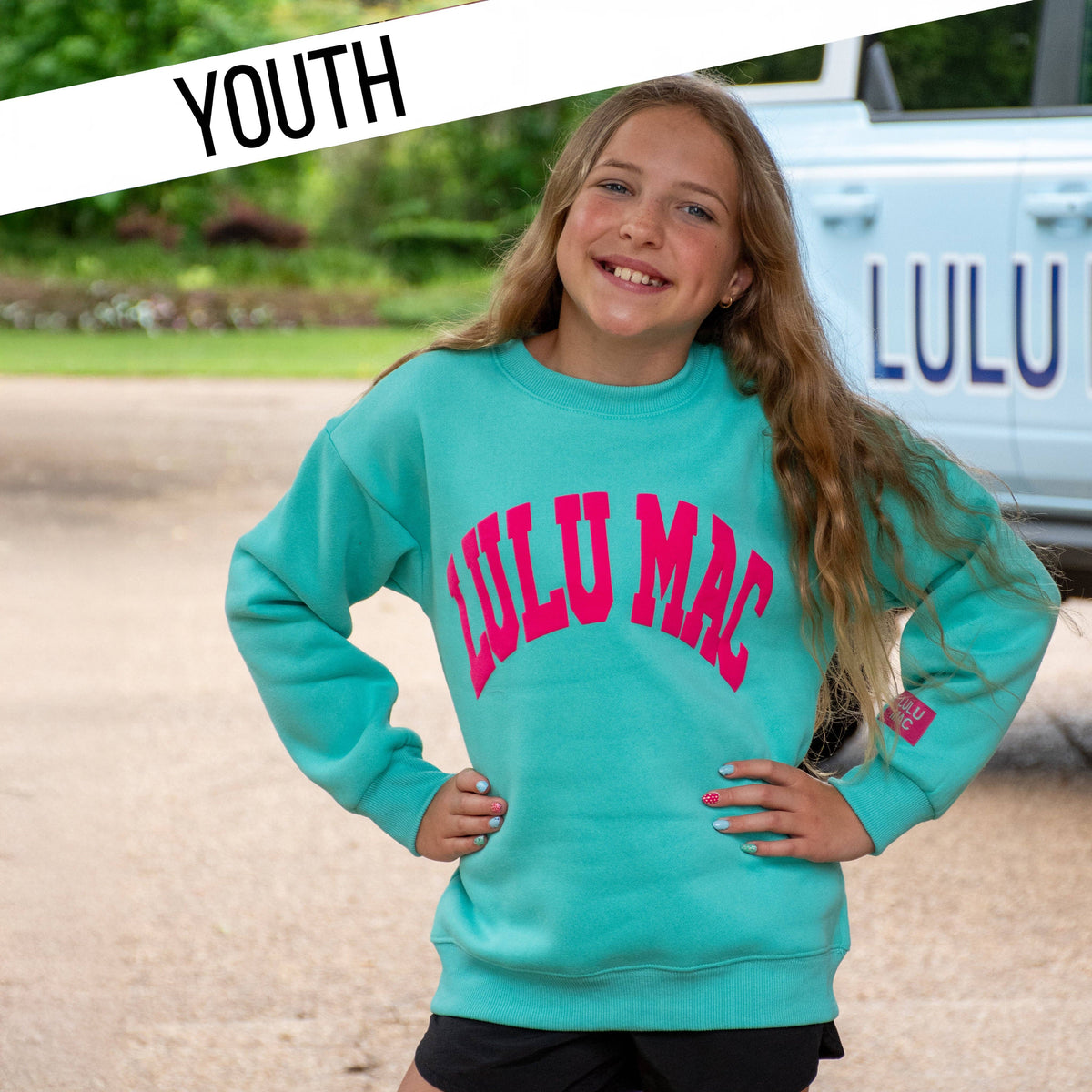 Mint/Hot Pink Puff Sweatshirt