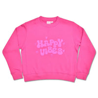 ISCREAM HAPPY VIBES PRETTY PINK BASIC CREW NECK SWEATSHIRT