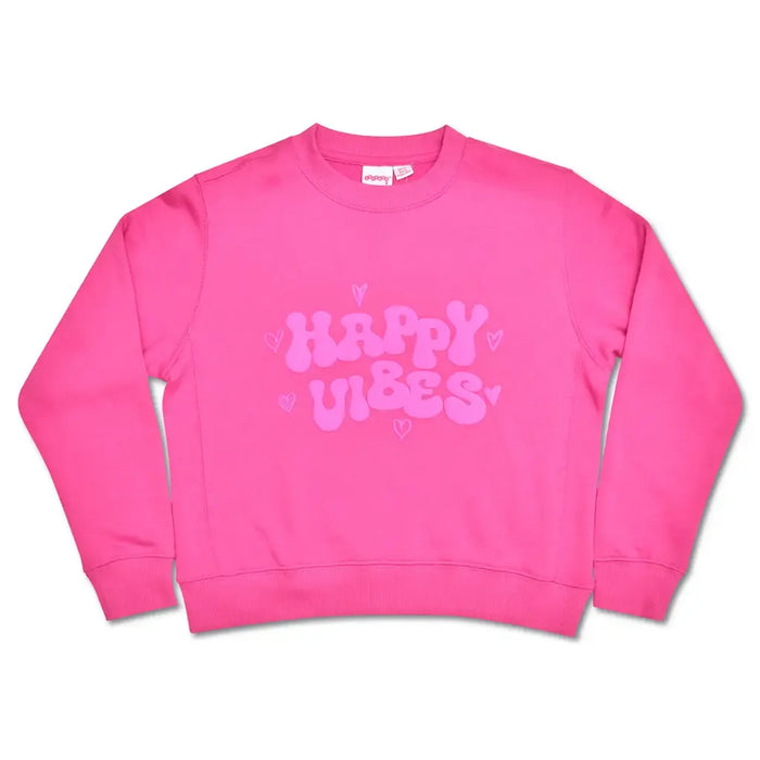 ISCREAM HAPPY VIBES PRETTY PINK BASIC CREW NECK SWEATSHIRT