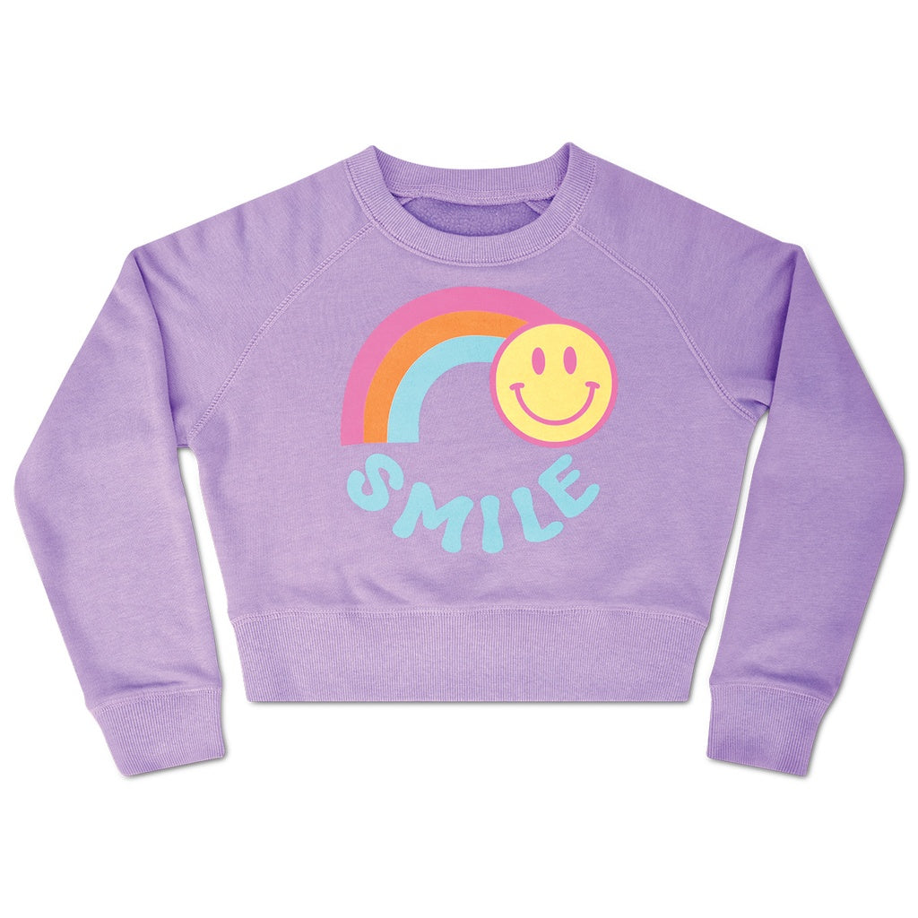 ISCREAM RAINBOW SMILE VIVID VIOLET BASIC CREW NECK SWEATSHIRT