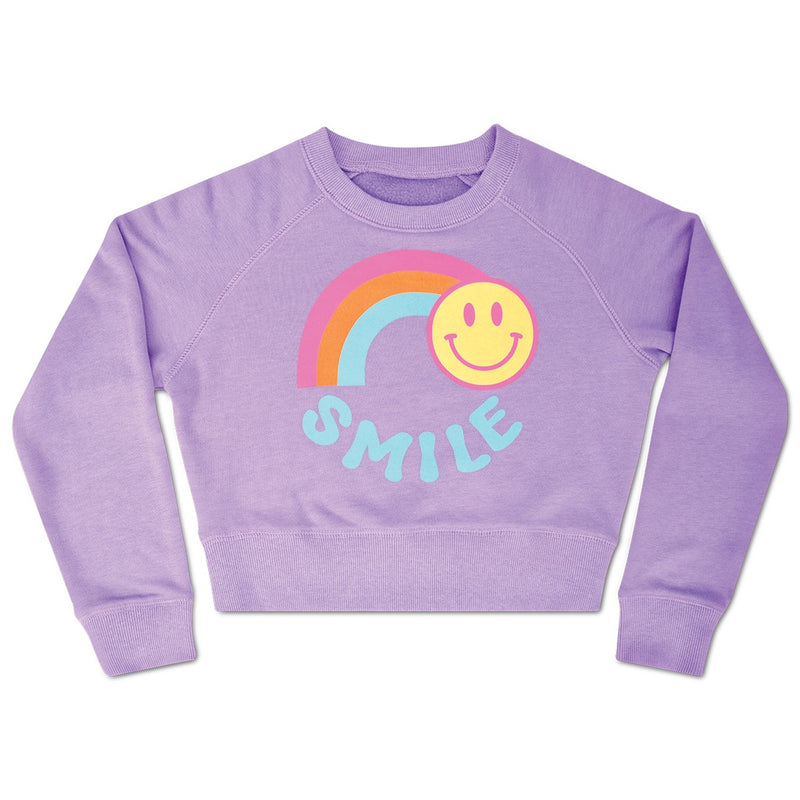 ISCREAM RAINBOW SMILE VIVID VIOLET BASIC CREW NECK SWEATSHIRT