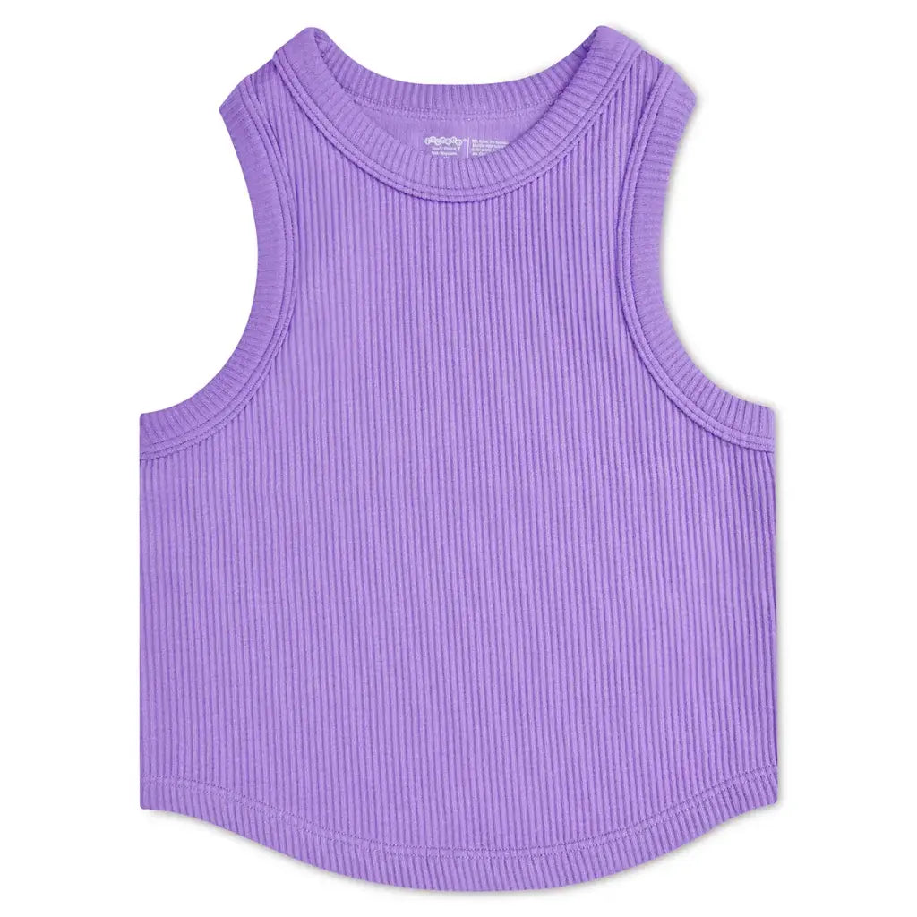 VIVID VIOLET CROPPED RIBBED RACERBACK TANK TOP