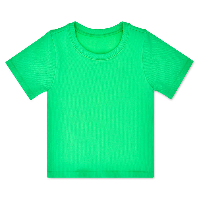 GLAM GREEN RIBBED SHORT SLEEVE