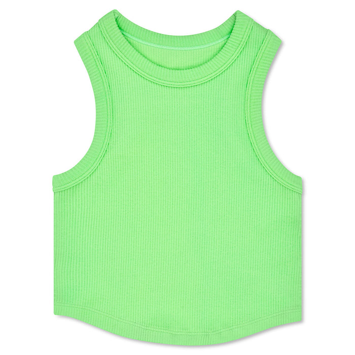 APPLE GREEN CROPPED RIBBED RACERBACK TANK TOP