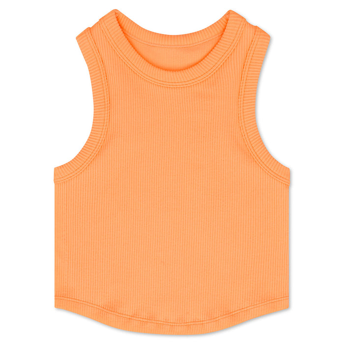 MELON CROPPED RIBBED RACERBACK TANK TOP