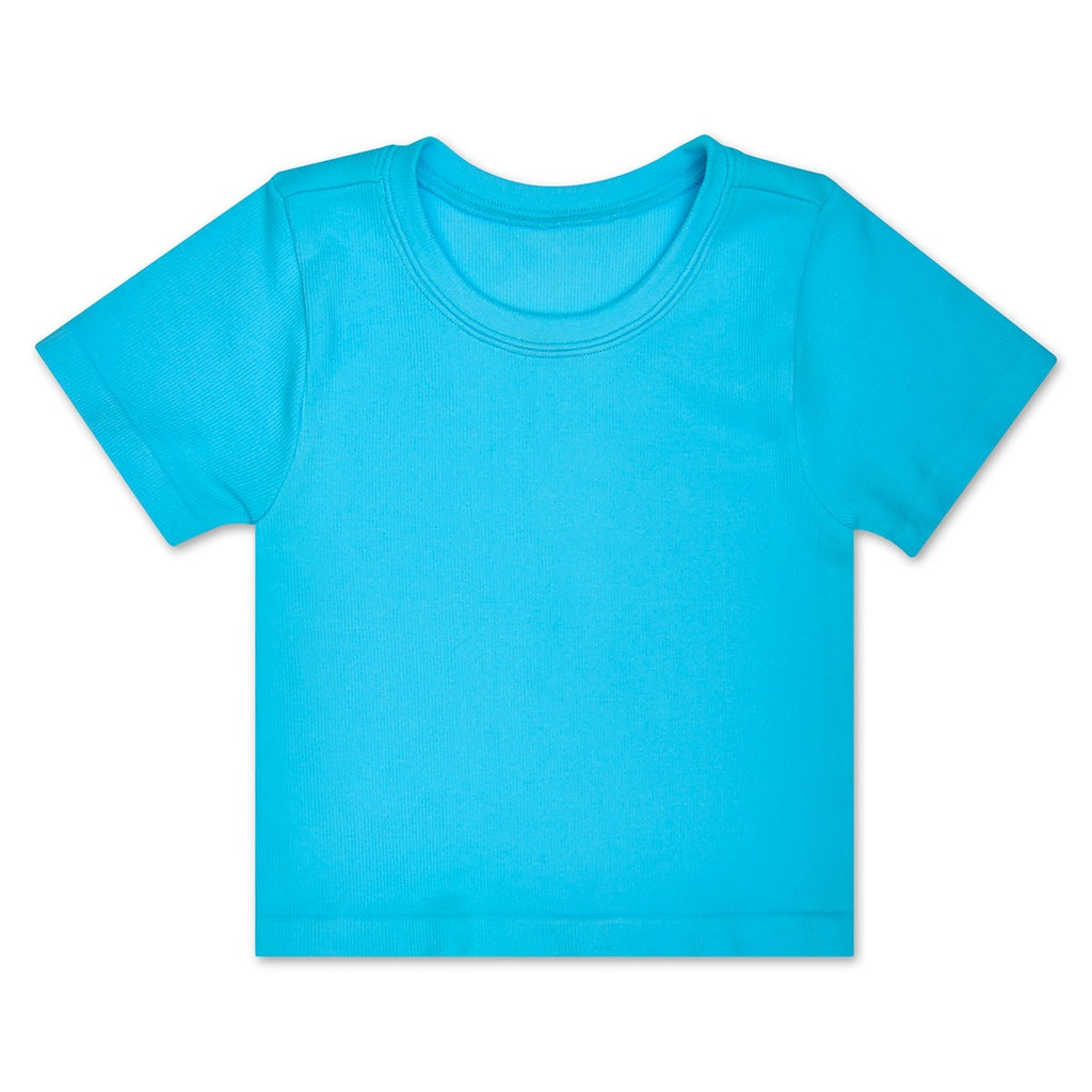 TURQUOISE RIBBED SHORT SLEEVE