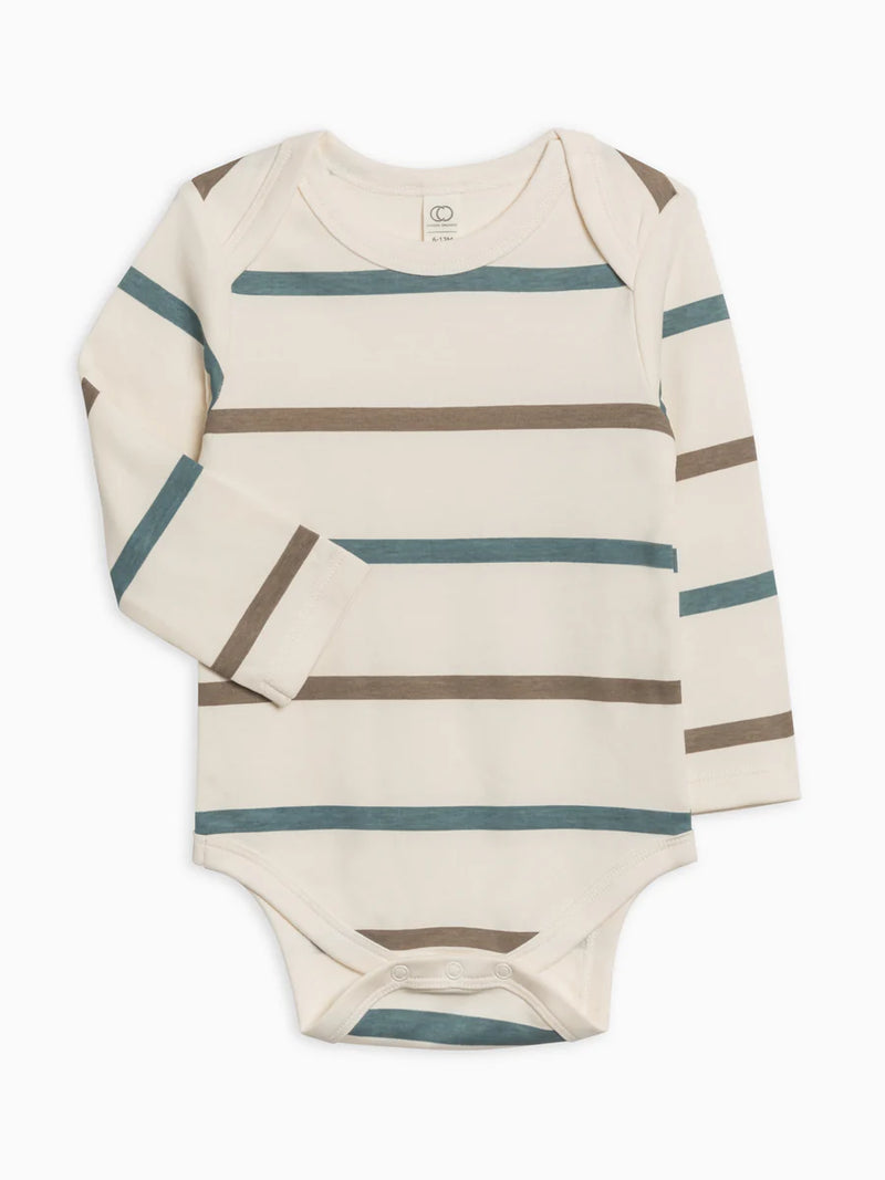 COLORED ORGANICS RIVER BODYSUIT IN MAX STRIPE TEAL/TAUPE