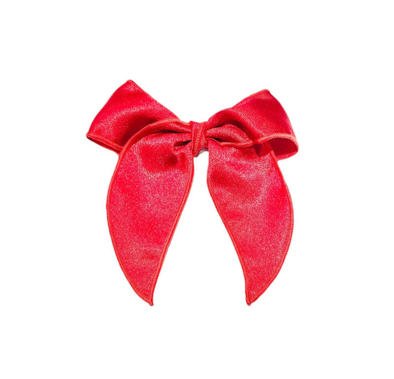 WEE ONES WHIMSEY TAILS SATIN FABRIC BOW RED