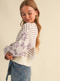 Heart and Arrow Girls Drop Shoulder Sweater Lilac