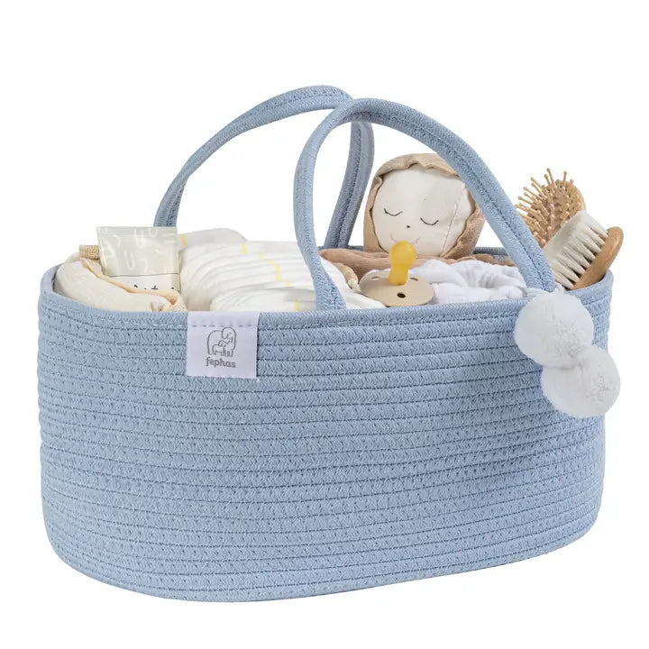 FEPHAS COTTON ROPE DIAPER CADDY MISTY BLUE