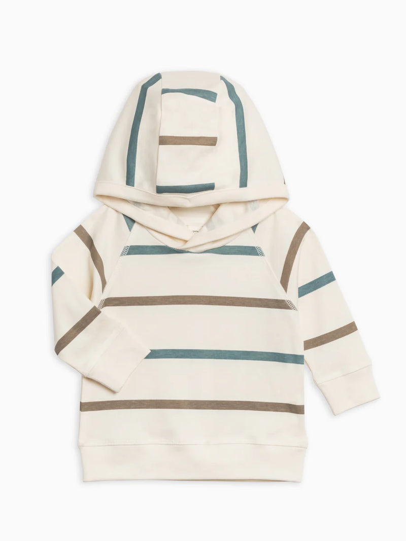 COLORED ORGANICS MADISON HOODED PULLOVER MAX STRIPE TEAL/TAUPE