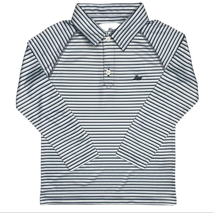 SOUTHBOUND BOYS POLO LS NAVY/POWDER