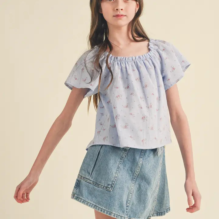 HEART AND ARROW PEASANT SHORT SLEEVE LOOSE FIT TOP