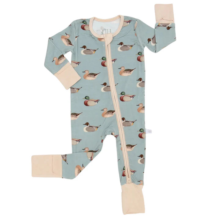 HAMNER HILL VINTAGE DUCKS DOUBLE ZIPPER ROMPER