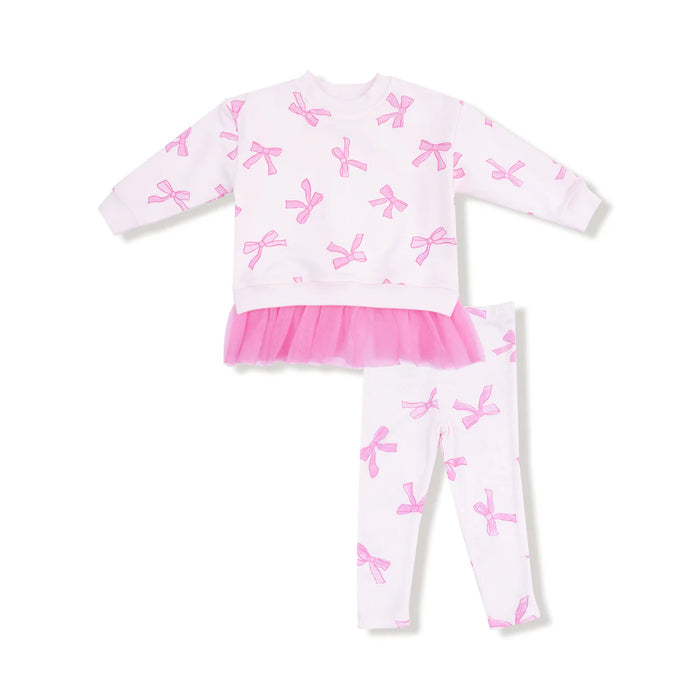 ANGEL DEAR FRENCH TERRY + PRETTY BOWS SWEATSHIRT AND RUFFLE LEGGINGS