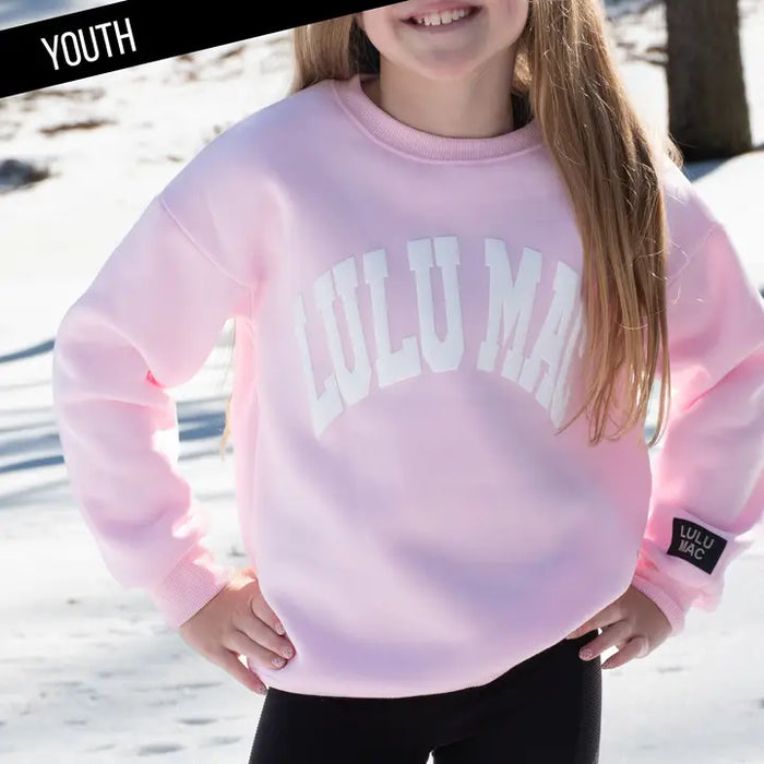GIRLS PINK WITH WHITE PUFF SWEATSHIRT