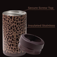 HYDROJUG BROWN LEOPARD 16 OZ CAN COOLER