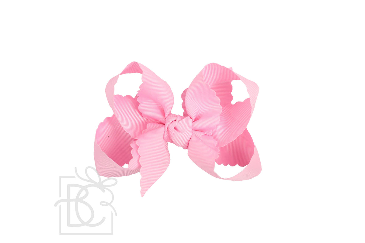 Scalloped Edge Bow Large Pink