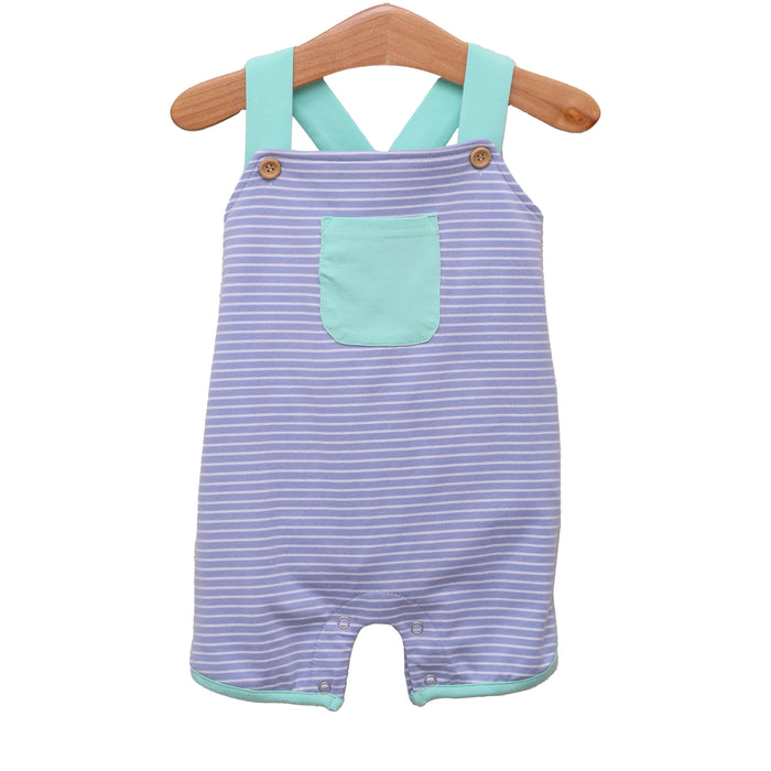 TROTTER STREET OLIVER SHORTALL CADET BLUE STRIPE/MINT