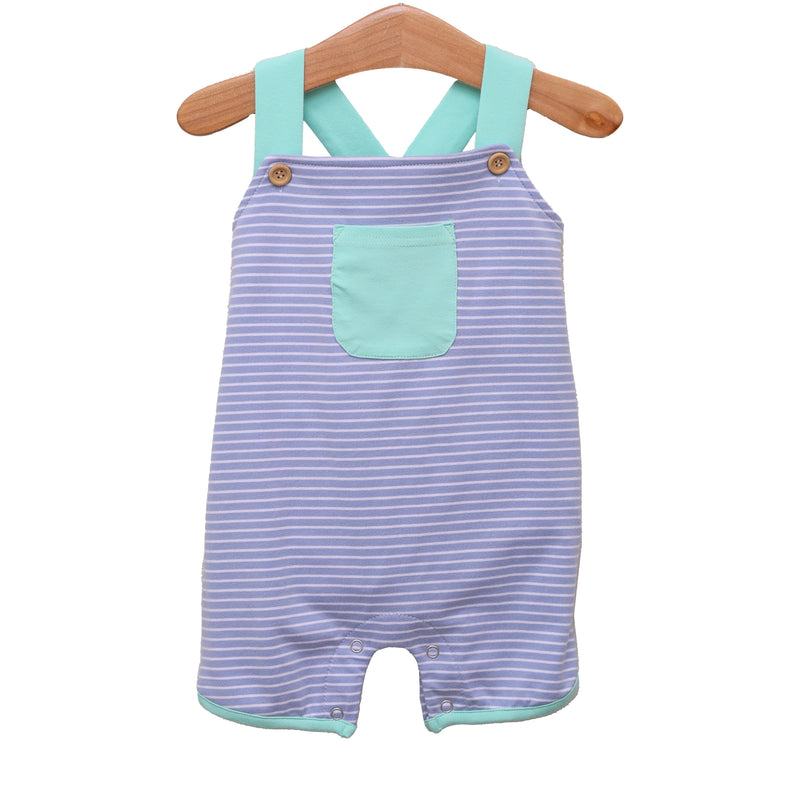 TROTTER STREET OLIVER SHORTALL CADET BLUE STRIPE/MINT