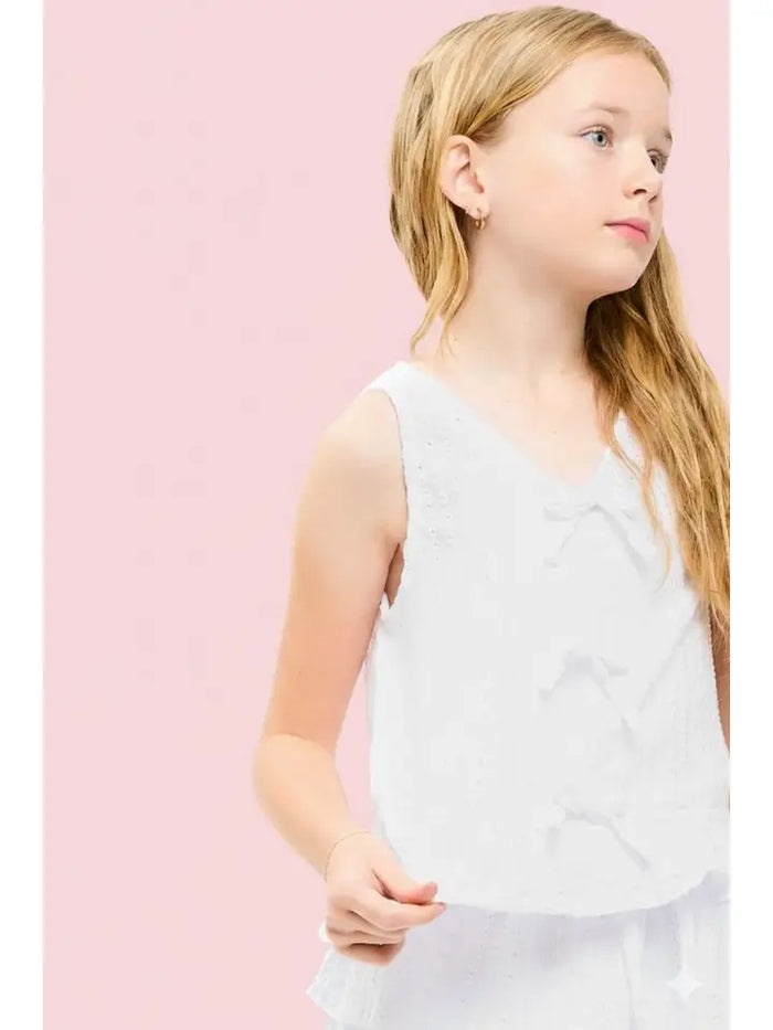 Embroidered Eyelet Ruffled Vest
