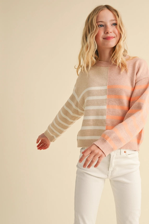 HEART AND ARROW TWEEN CREWNECK COLORBLOCK PULLOVER