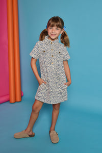 Safari Popover Dress French Blue Corduroy