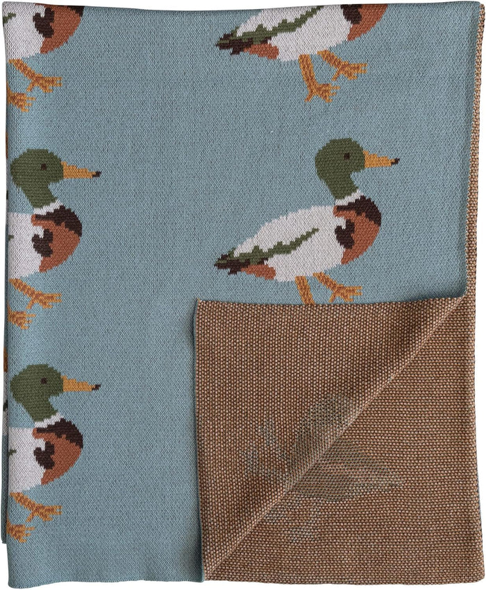 CREATIVE CO-OP COTTON KNIT BLANKET DUCKS