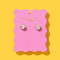 MAREN BEZEL STUD EARRINGS LARGE