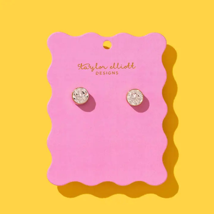 MAREN BEZEL STUD EARRINGS LARGE