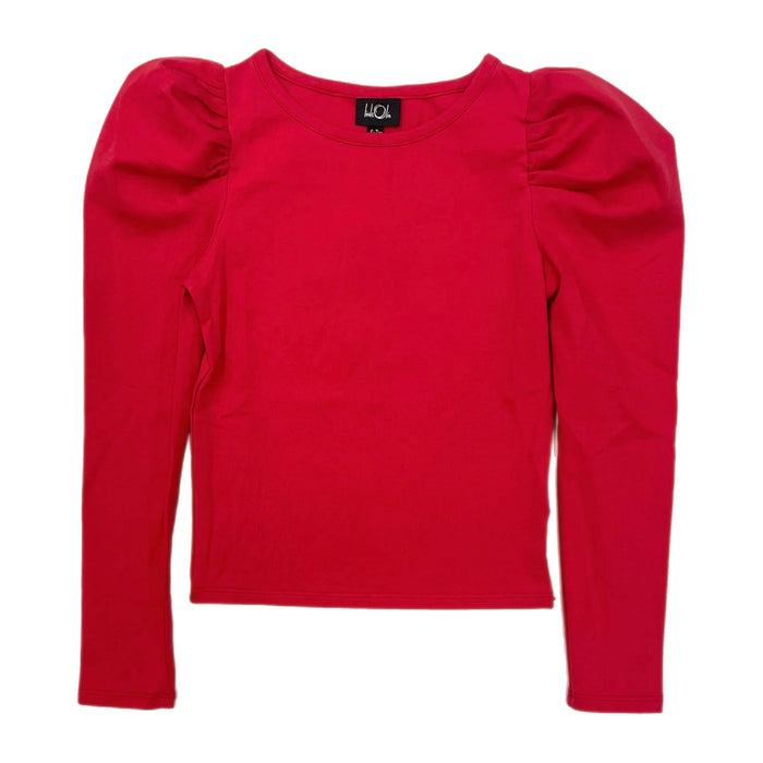 LITTLE OLIN RED PUFF SLEEVE COTTON TOP